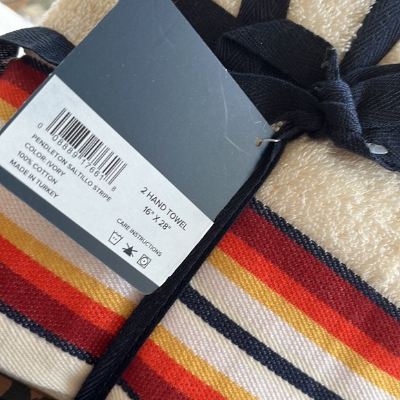 COPY - Pendleton Saltillo Stripe set of 2 hand towels 100% cotton made in Turke… - Picture 2 of 2